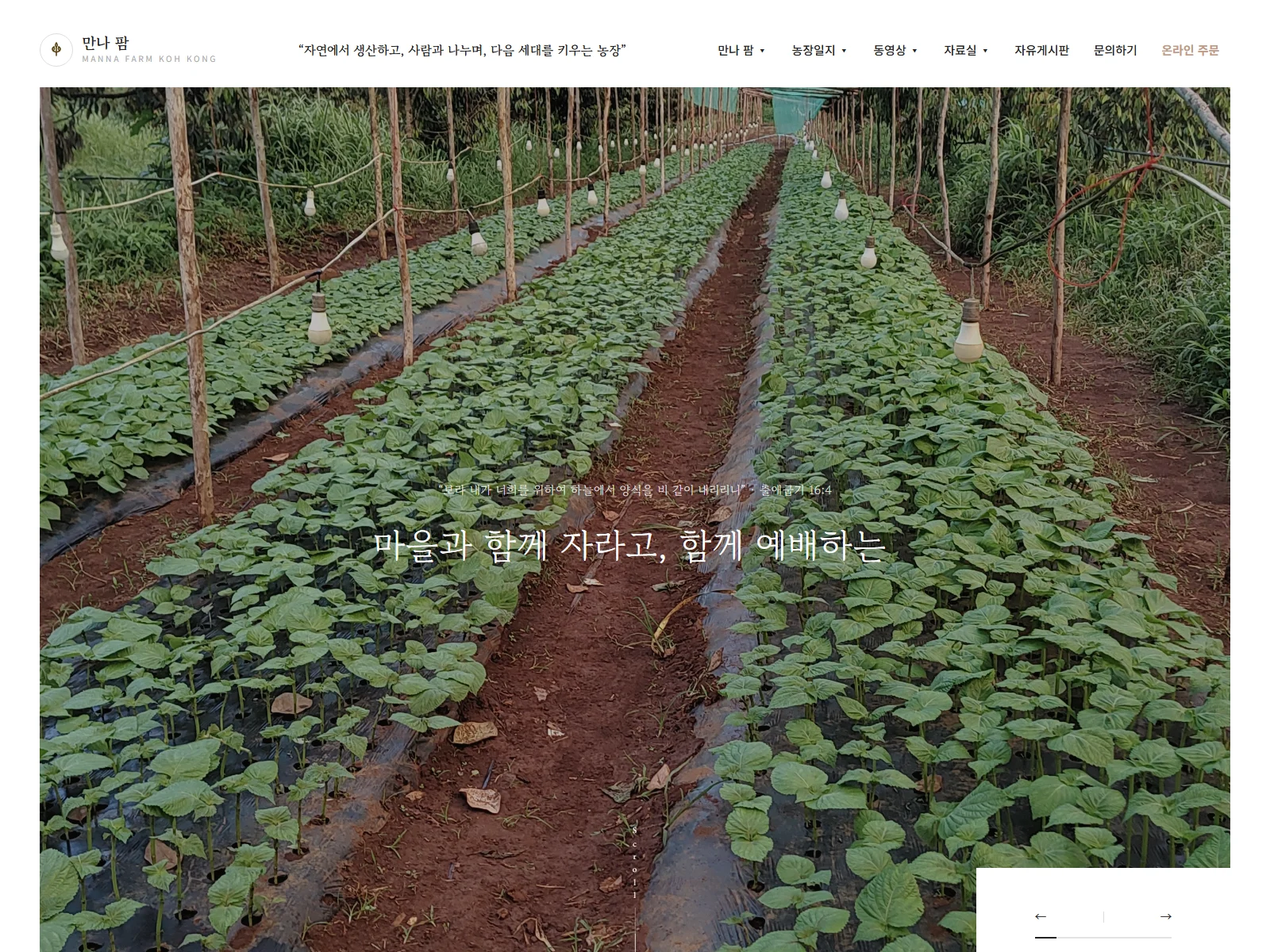 만나 팜 · Manna Farm Koh Kong 홈페이지 메인
